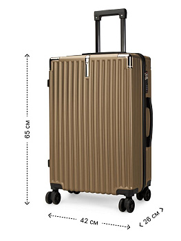Чемодан на колесах M (42х26х65см) грани золото PC 000000000001226577