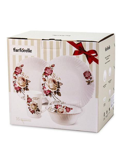 Набор столовой посуды 16 предметов FARFORELLE Rose стеклокераика 000000000001228256