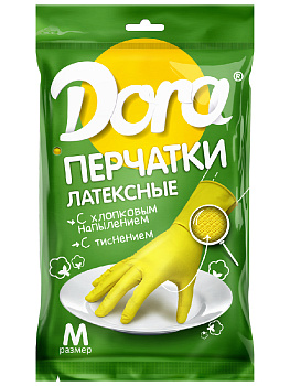Перчатки Dora латексные размер M, с хлопковым напылением, прочные, эластичные, артикул 2004-001/M 000000000001203029