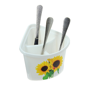 Подставка для столовых приборов 17,6х15,7х15см БЫТПЛАСТ с декором бежевый пластик 000000000001099604