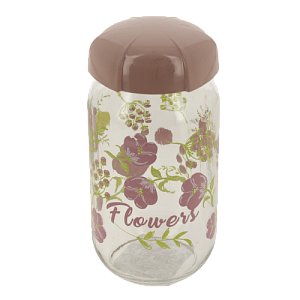 Банка 1л RENGA Цветы с пластиковой крышкой стекло 000000000001203278