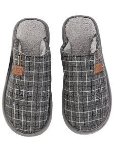 Тапочки домашние 43 мужские клетка серый полиэстер/ПВХ 000000000001228803