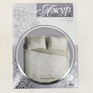 Комплект постельного белья евро Павлина Ажур бежевый бязь 125гр/м2 100% хлопок 000000000001203584