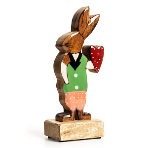 Декоративная фигурка 20x8x5см DE'NASTIAЗайка с сердцем дерево манго 000000000001225941