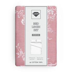 Комплект постельного белья Евро LUCKY (пододеяльник, наволочки 50х70см-2шт) цветок розовый хлопок 100% 000000000001217166