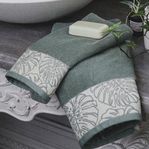 Полотенце 70х130см DE'NASTIA ТРОПИКИ (новые) молочный/зелёный хлопок 000000000001208575