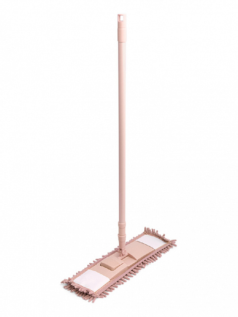 Швабра 70-130см DE'NASTIA ручка телескоп розовый сталь/микрофибра 000000000001210351