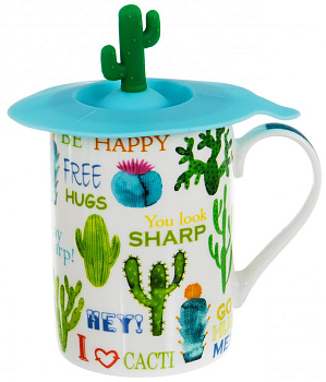 Кружка заварочная 310мл BALSFORD Кактус силиконовая крышка подарочная упаковка фарфор 000000000001197856
