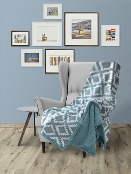 Плед DE'NASTIA с шерпой 150х200см 100%Полиэстер голубой T040088 000000000001188662