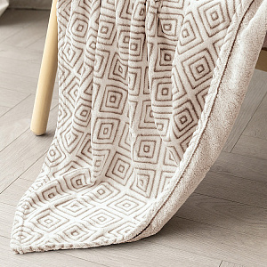 Плед 150x200см LUCKY Ромб двойной бежевый/коричневый полиэстер 000000000001222754