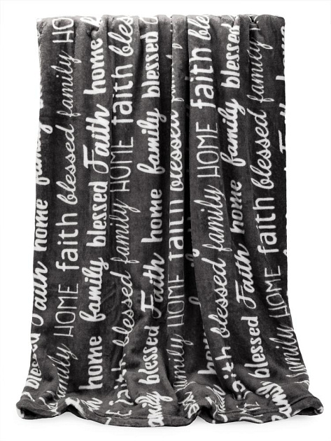 Плед 150x200см LUCKY Газета графит флис полиэстер_MP 000000000001229776