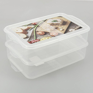 КОНТЕЙНЕР ДЛЯ ПРОДУКТОВ С ДЕКОРОМ "FOOD  SYSTEM" 2 СЕКЦИИ, 1,6Л + 1,6Л Phibo 4311567 000000000001198295