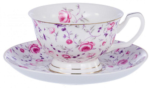Н-р чайный,12шт,6 чашек220мл+6блюдец,сер-роз.цветоч ситец,пд/уп,108-04010 000000000001177821
