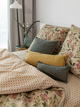 Комплект постельного белья1,5спDE'NASTIA(пододеяльник145х210смПростыня150х215смНаволочки70x70см2шт)VisionЦветы/ОрнаментЗеленыйТемно-розовыйЖатыйХлопок 000000000001227505