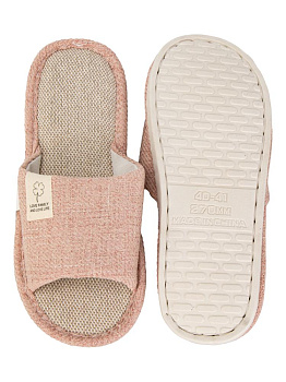 Тапочки домашние 40-41 женские открытые текстильные розовый полиэстер/ПВХ 000000000001228889