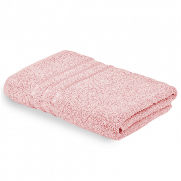 Полотенце махровое 30х60см СОФТИ бордюр с 3 полосками светло-розовое хлопок-100% 000000000001215905