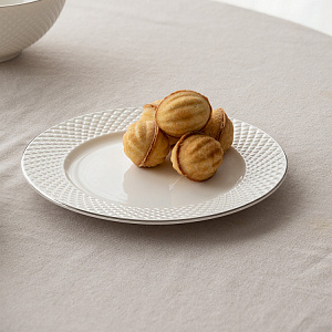 Тарелка десертная 20см LUCKY Ромбы с серебряной каймой белый фарфор 000000000001220863