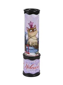 Новогодняя игрушка детская Калейдоскоп Котик из плотного картона и полистирола с внутренними элементами из ЭВА, ПЭТ / 20x5,6см арт.8 000000000001191288