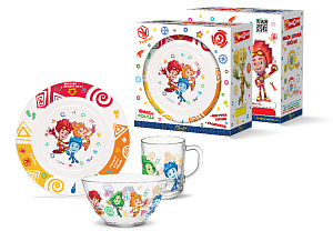 Набор детский посуды PRIORITY Фиксики №2 стекло 000000000001216548