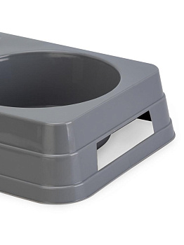 Миска для животных 0,8л (0,45л+0,36л) LUCKY PET двойная серый пластик 000000000001223401