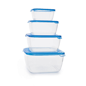 Набор контейнеров для СВЧ 4шт 460мл 950мл 1,5л 2,5л ПОЛИМЕРБЫТ Лайт квадратный пластик 000000000001057978