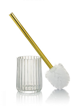 Щетка для унитаза с подставкой 9,5x9,5x35,5см 550мл DE'NASTIA Граненое стекло прозрачный/золотой стекло/нержавеющая сталь 000000000001218914