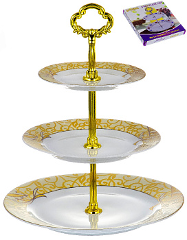 Этажерка-конфетница 3-х ярусная 15,5/20,5/27см GUTERWAHL Аврора Шедир  фарфор 000000000001203998