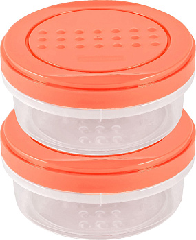Банка для продуктов Plast Team PATTERN, с закручивающейся крышкой, коралловый, 2 шт. (0,35л), 115х115х85 (PT9861) 000000000001201526