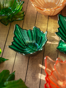 Ваза-конфетница 14см EFE GLASS Цветок металлик зеленый стекло 000000000001213536