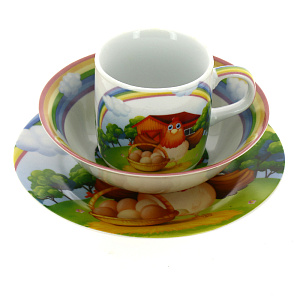 Н-р посуды 3шт тарелка190мм+салатник500мл+ кружка230мл п/уп Курочка LX-3PCS-C437 000000000001186363