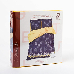 Комплект постельного белья Евро ЭТЕЛЬ Ушастые совы вид3 пододеяльник 200х217см простынь 220х240см наволочки 70х70см-2шт бязь хлопок 000000000001185844