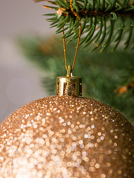 Набор украшений декоративных 12шт золото пластик (шар с блестками 8см-4шт, шар гладкий 8см-2шт, шар с рисунком 8см-4шт, шишка гладкая 10см-2шт) 000000000001208289