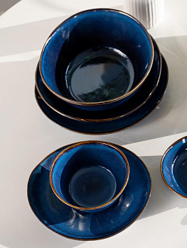 Салатник 14см/350мл DE'NASTIA малый синий керамика 000000000001210842