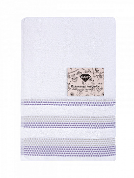 Полотенце махровое LUCKY Бордюр точки 450gsm 70x140 100% хлопок, белый/ фиолетовый D100407 000000000001227652