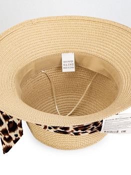 Шляпа 56-58см пляжная с бантом молочный полиэстер 000000000001227481