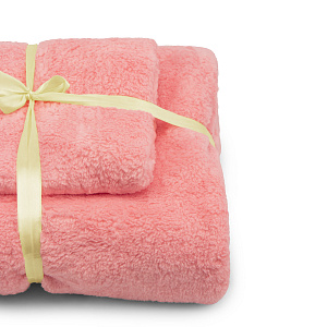 Набор полотенец 35х75см+140х70см розовый микрофибра полиэстер 000000000001218069