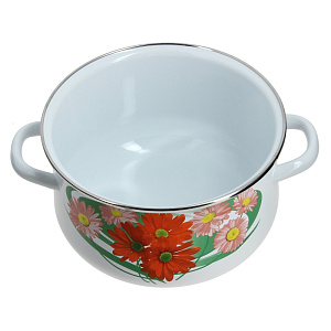 Кастрюля 4л СТАЛЬЭМАЛЬ Летние цветы коническая форма эмалированная сталь 000000000001136697