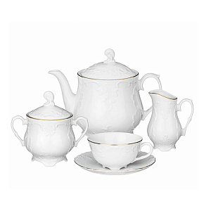 Сервиз чайный 15 предметов CMIELOW Рококо Золотая отводка фарфор 000000000001216749