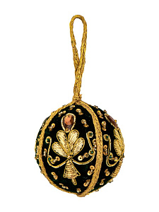 Декоративное украшение D7,5см DE'NASTIA Шар с кисточкой зеленый бисер/ пластик 000000000001229679