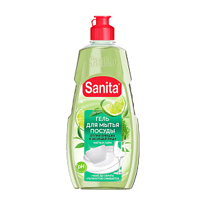 Гель для мытья посуды 450мл SANITA Матча + лайм от засохшей пищи и жира 000000000001215872