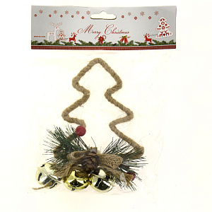 Декоративное украшение 14,5х8,5см Елка с бубенцами пластик R010594 000000000001191503