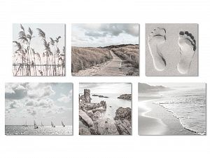 Картина на холсте (канвас) 82х120см комплект из 6-ти частей Пляж 000000000001214952