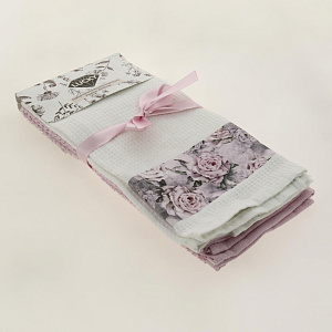 Набор кухоных полотенец 40х60см(2шт) LUCKY ваф. трансф.+однот РОЗЫ белый/розовый D000188 000000000001204419