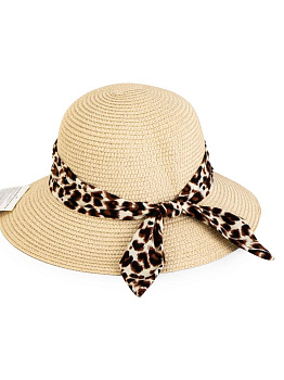 Шляпа 56-58см пляжная с бантом молочный полиэстер 000000000001227481