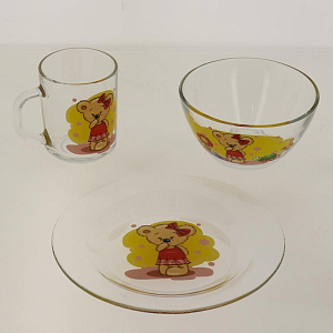 МИШКИ Набор для завтрака 3 предмета ОСЗ стекло 000000000001187842