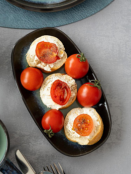 Блюдо овальное 22x13x2,5см DE'NASTIA голубой керамика 000000000001216794