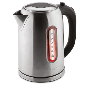 Чайник "Scarlett" сталь, мощность 1800Вт, объем 1.7л, дисковый нагр. Элемен, 2 подсветки: холодный- красная, горячий- синяяSC-EK21S5 000000000001192830