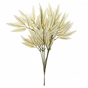 Цветок искусственный ветвь Листья бамбука 31,5см молочный 000000000001218456