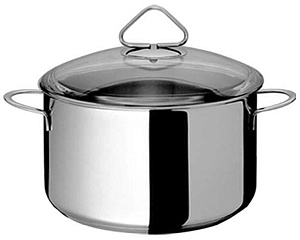 Кастрюля 5,0л Гурман-Стекло, тройное теплораспределительное дно, нержавеющая сталь, 220350 000000000001007609