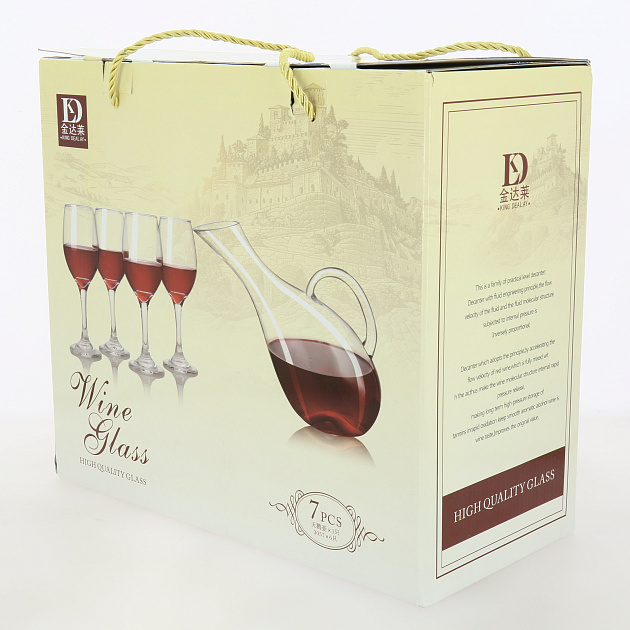 Набор для вина 7 предметов (декантер 1,7л + бокалы-6шт-320мл) в подарочной упаковке 000000000001214036
